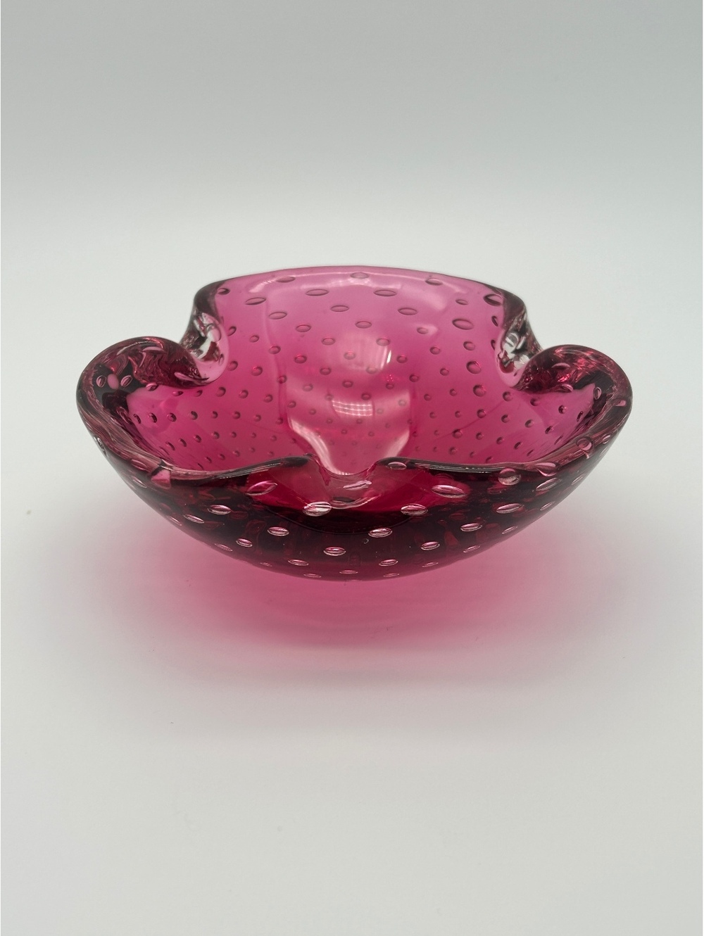 Murano-Style Pink MCM Controlled Bubble Ashtray
